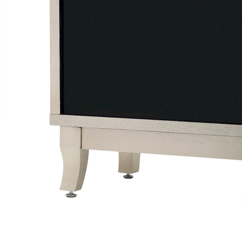 Sideboard Buffet Cabinet with 3 Mirrored Glass Doors and Silver Handle