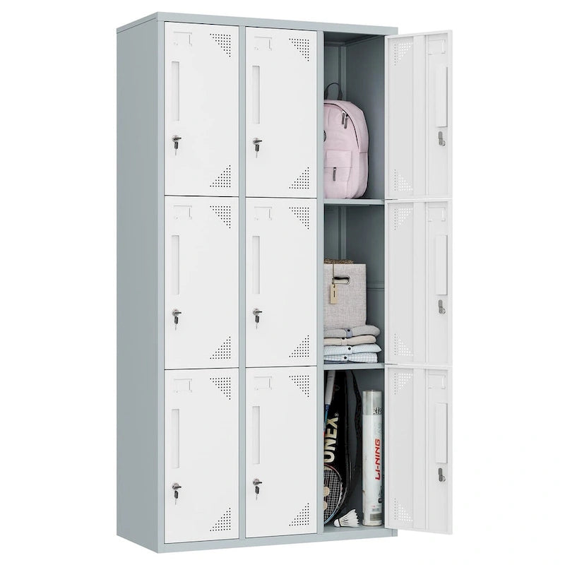 3-Tier 3-Wide Metal Storage Locker with 9 Individual Compartments