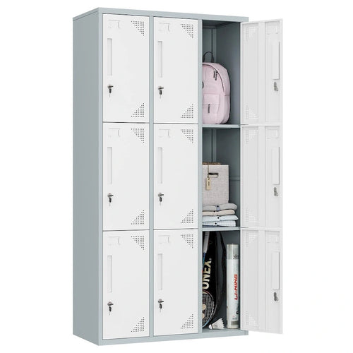3-Tier 3-Wide Metal Storage Locker with 9 Individual Compartments