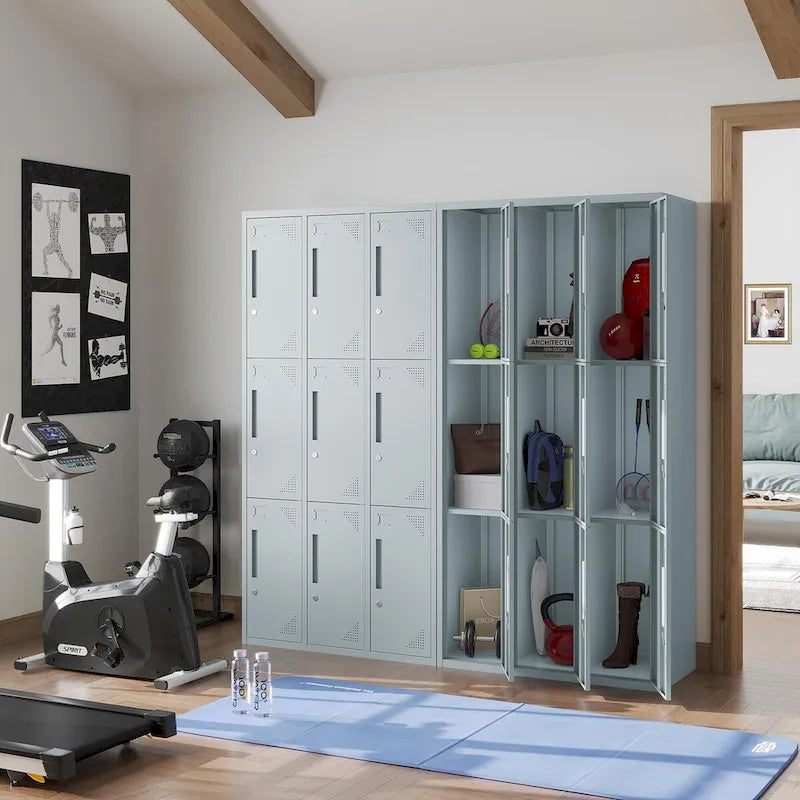 3-Tier 3-Wide Metal Storage Locker with 9 Individual Compartments