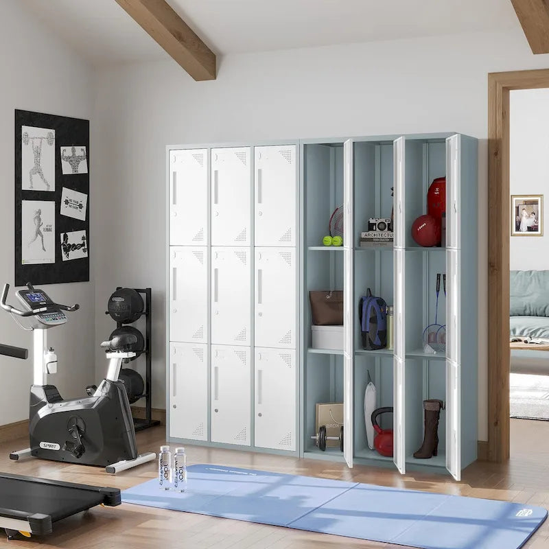 3-Tier 3-Wide Metal Storage Locker with 9 Individual Compartments