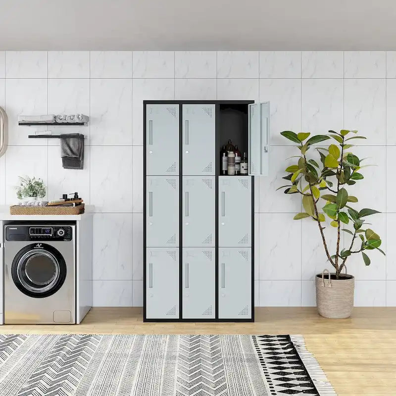 3-Tier 3-Wide Metal Storage Locker with 9 Individual Compartments