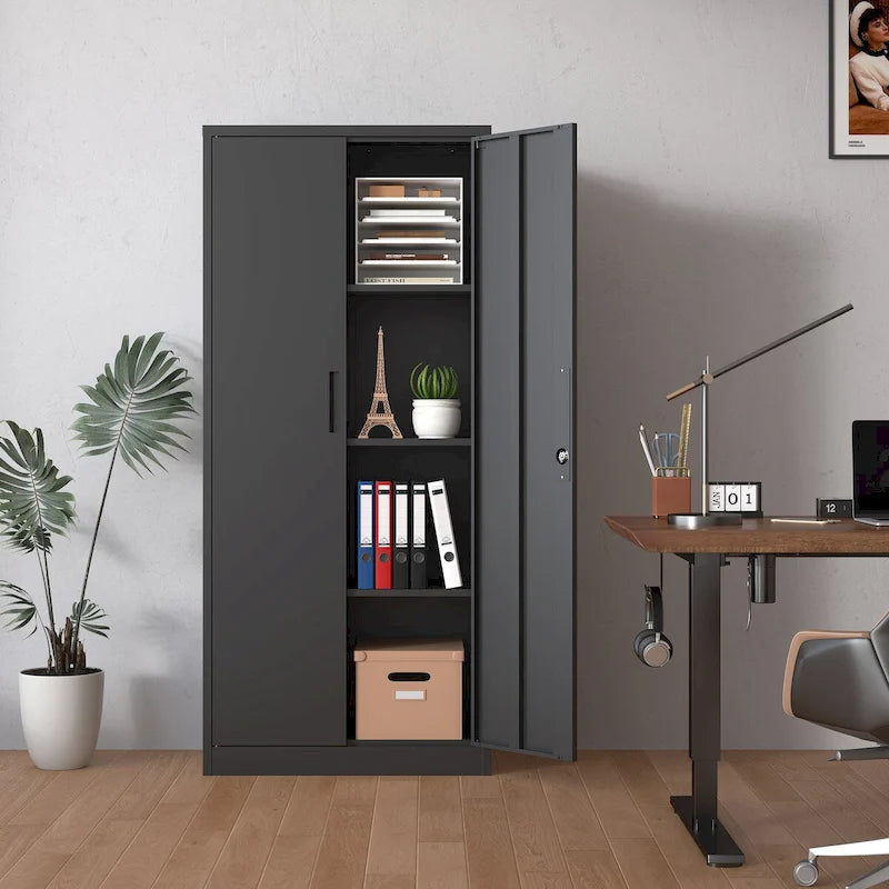 Heavy-Duty Metal Garage Storage Cabinet with Locking Doors and Adjustable Shelves
