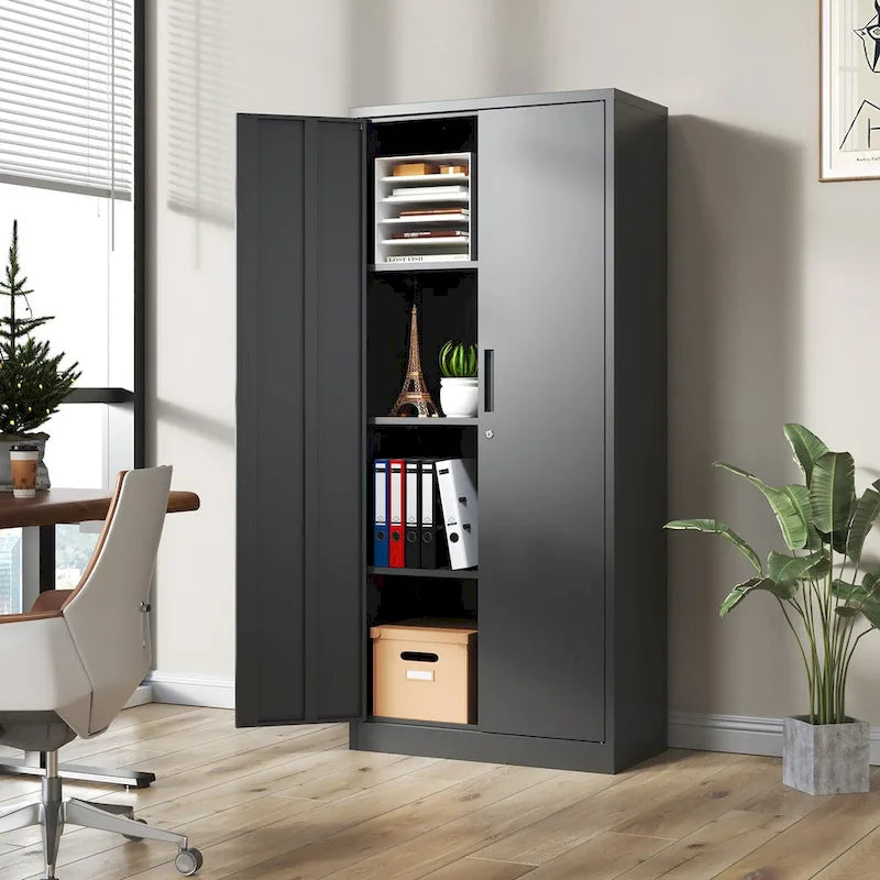 Heavy-Duty Metal Garage Storage Cabinet with Locking Doors and Adjustable Shelves