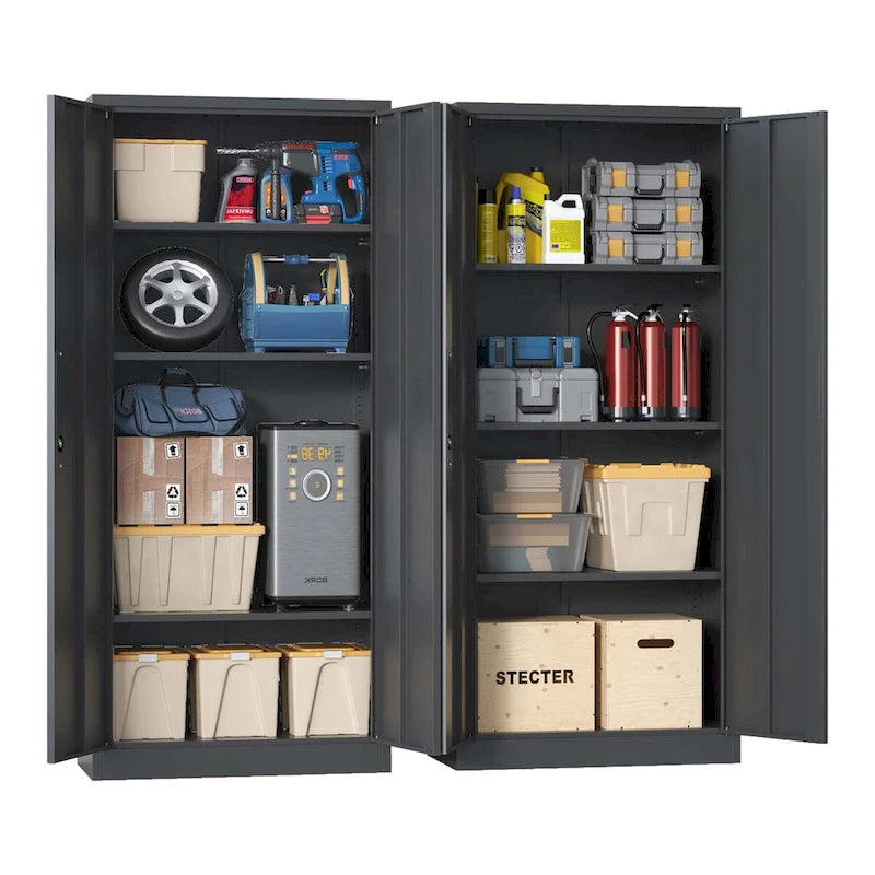 Heavy-Duty Metal Garage Storage Cabinet with Locking Doors and Adjustable Shelves