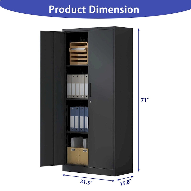 Heavy-Duty Metal Garage Storage Cabinet with Locking Doors and Adjustable Shelves