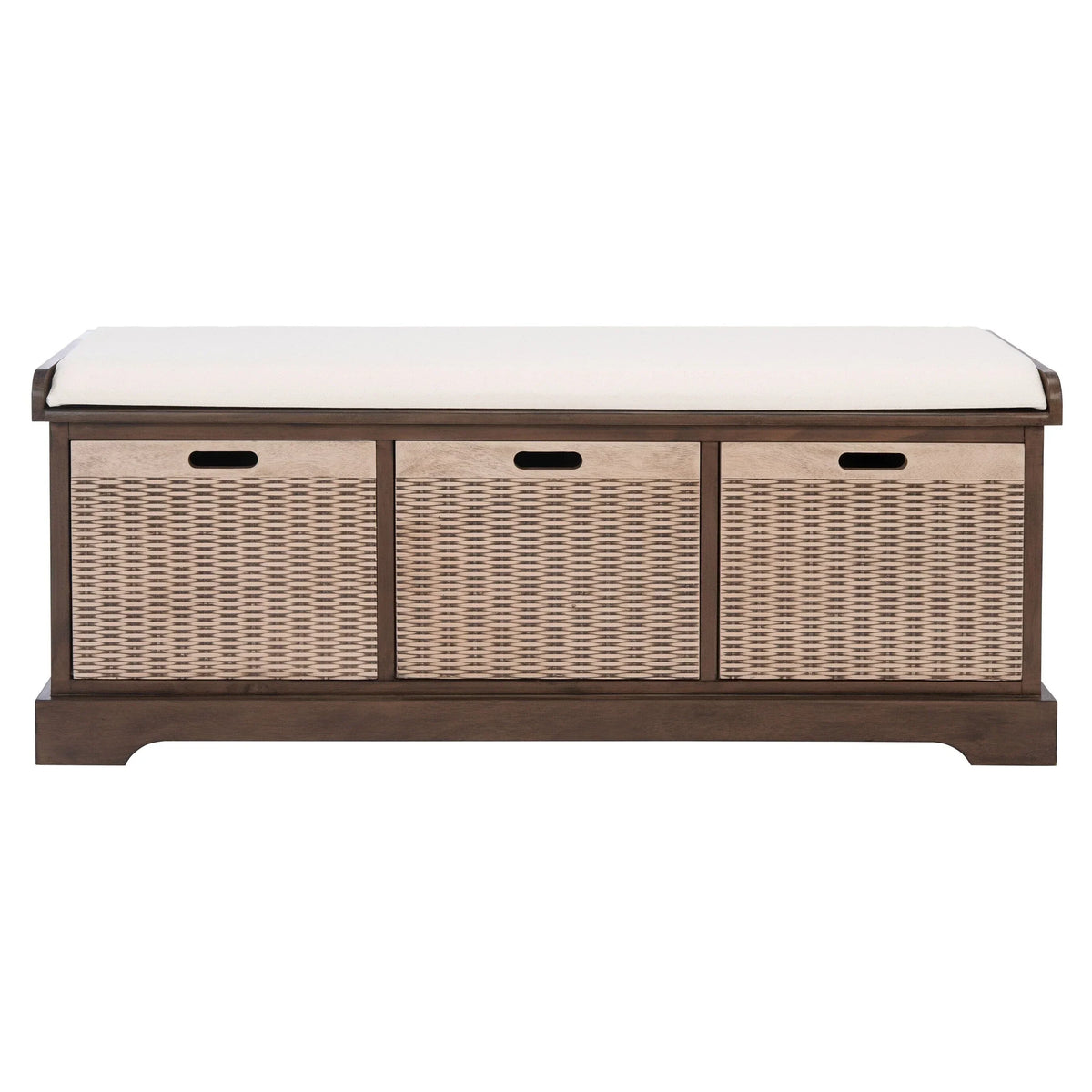 Banc de rangement SAFAVIEH Fiorello avec coussin et 3 tiroirs - 47,3 L x 15 P x 19 H - 47 L x 15 P x 19 H